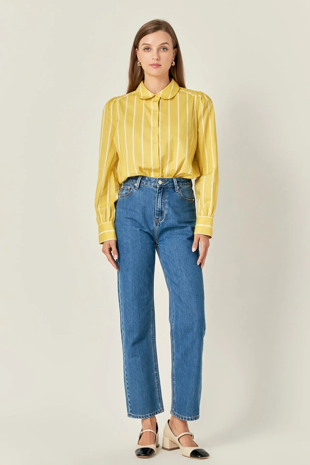 Round Collar Stripe Shirt