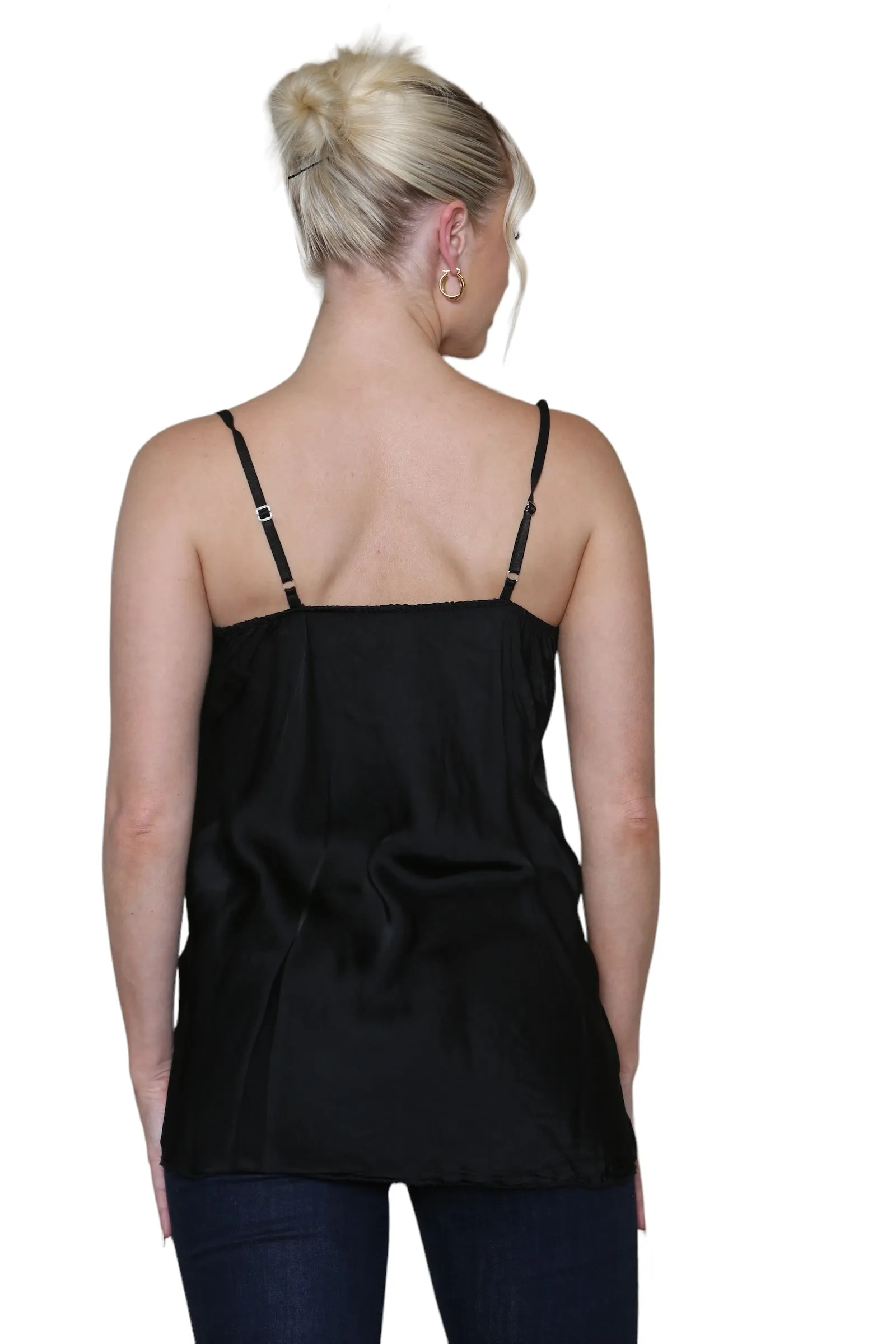 Sateen Crochet Trim Vest Top