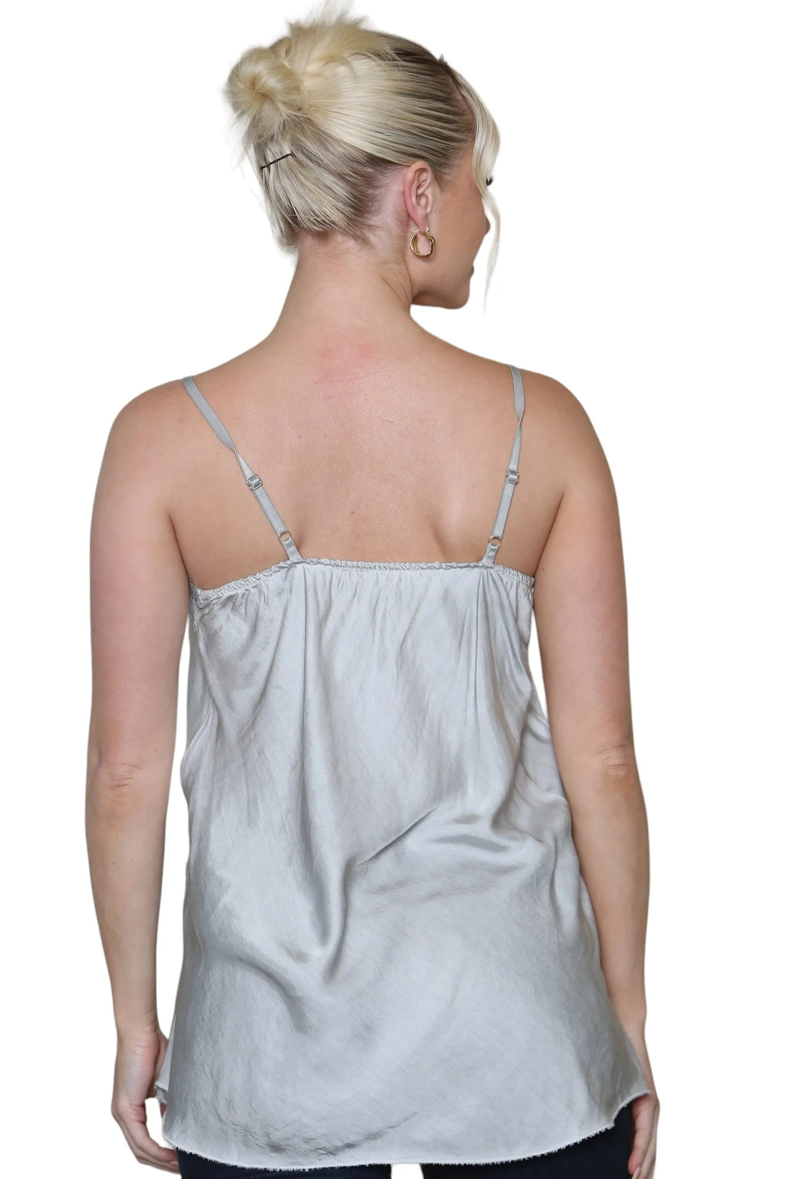 Sateen Crochet Trim Vest Top
