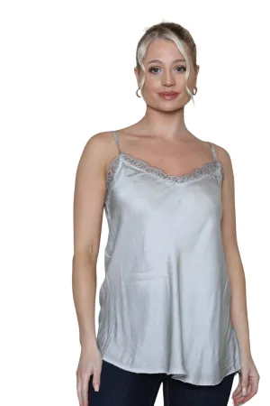 Sateen Crochet Trim Vest Top