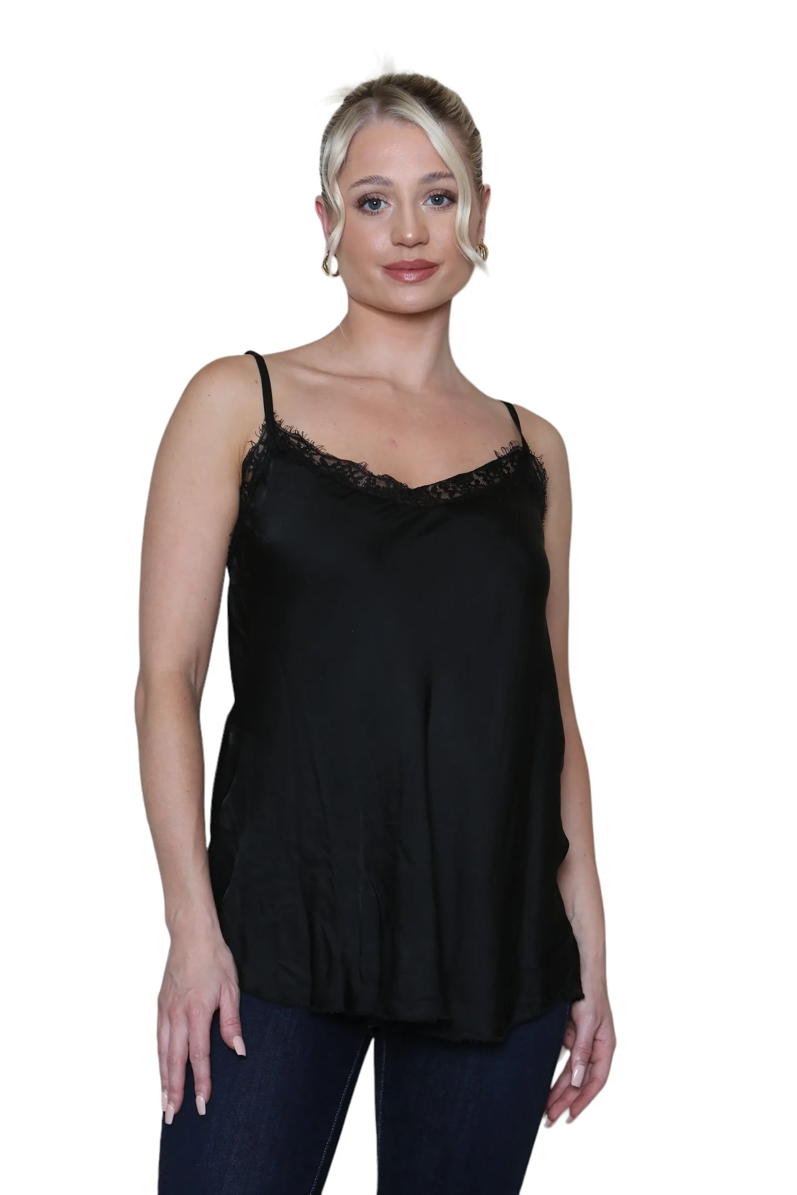 Sateen Crochet Trim Vest Top