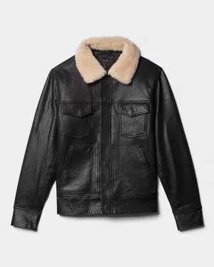 Shearling Collar Trucker Jacket | Responsible Leather