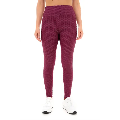 SOLID HONEYCOMB SEAMLESS LEGGINGS L BURGUNDY