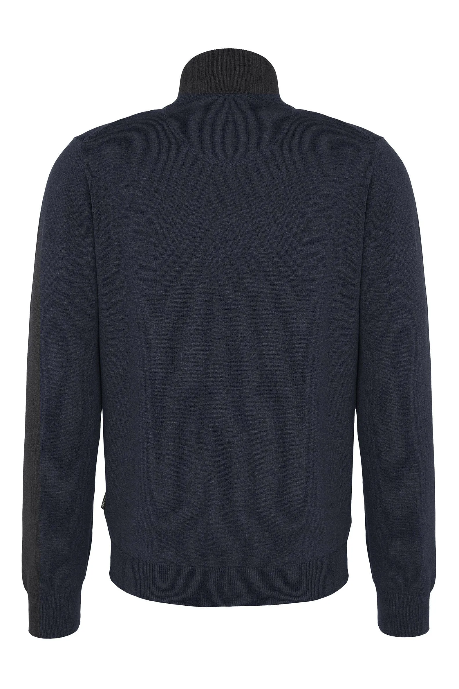 Superfine Cotton Zip-Through Cardigan - Navy