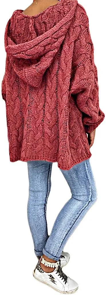 TANGNADE Womens Winter Sweaters Plus Size Hoodies Sweater Knit V Neck Tops Oversized Fashion Casual Long Sleeve Pullover