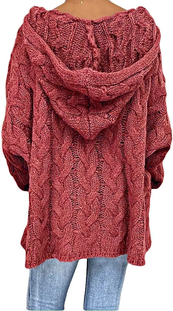 TANGNADE Womens Winter Sweaters Plus Size Hoodies Sweater Knit V Neck Tops Oversized Fashion Casual Long Sleeve Pullover