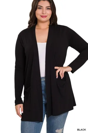 The Classic Staple Plus Black Open Cardigan