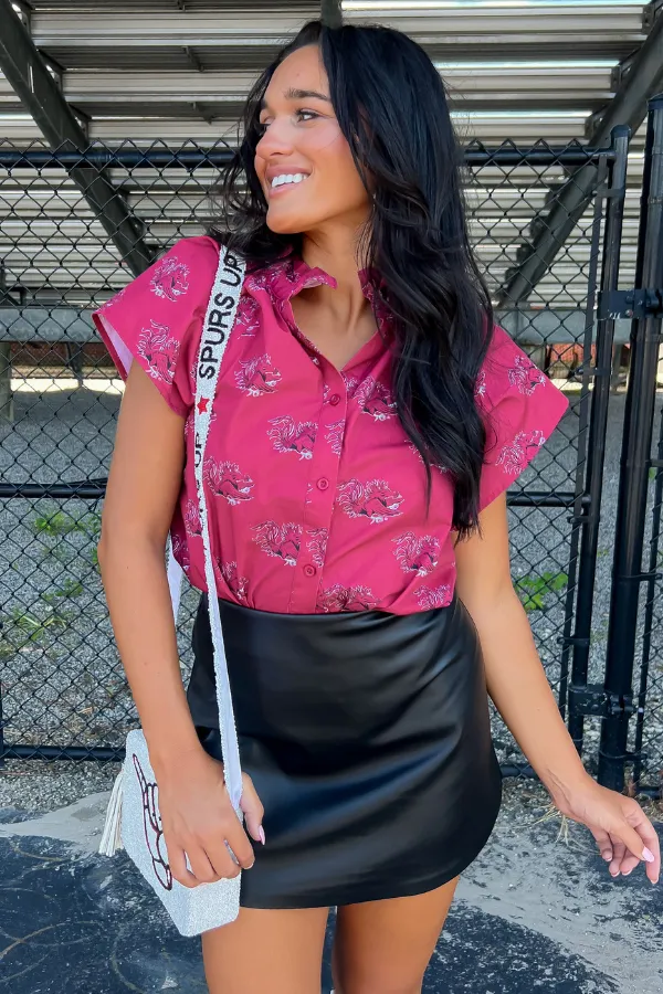 The Gamecocks Garnet & Black Poplin Blouse