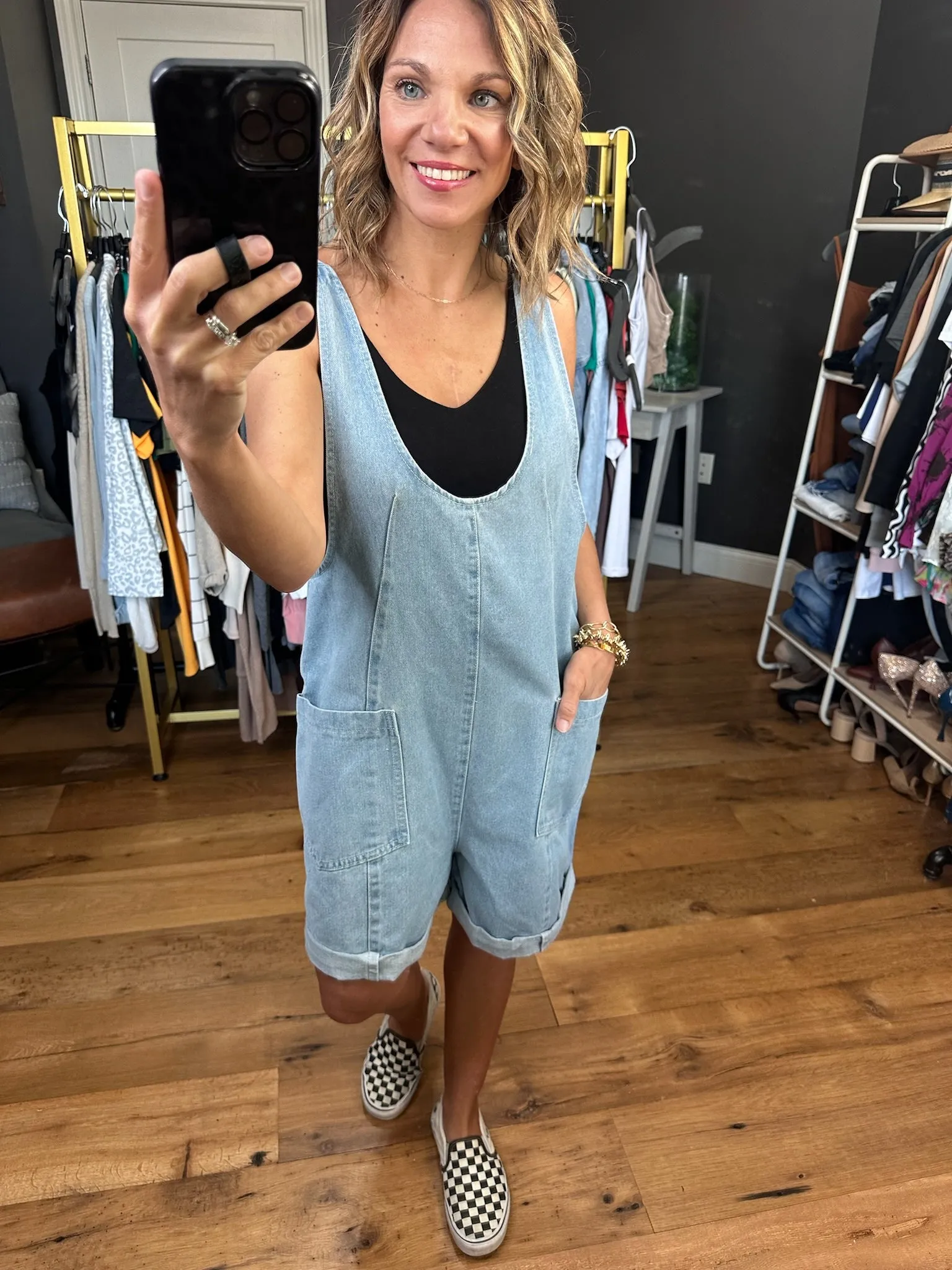 The Mina Denim Pocket Romper - Multiple Options