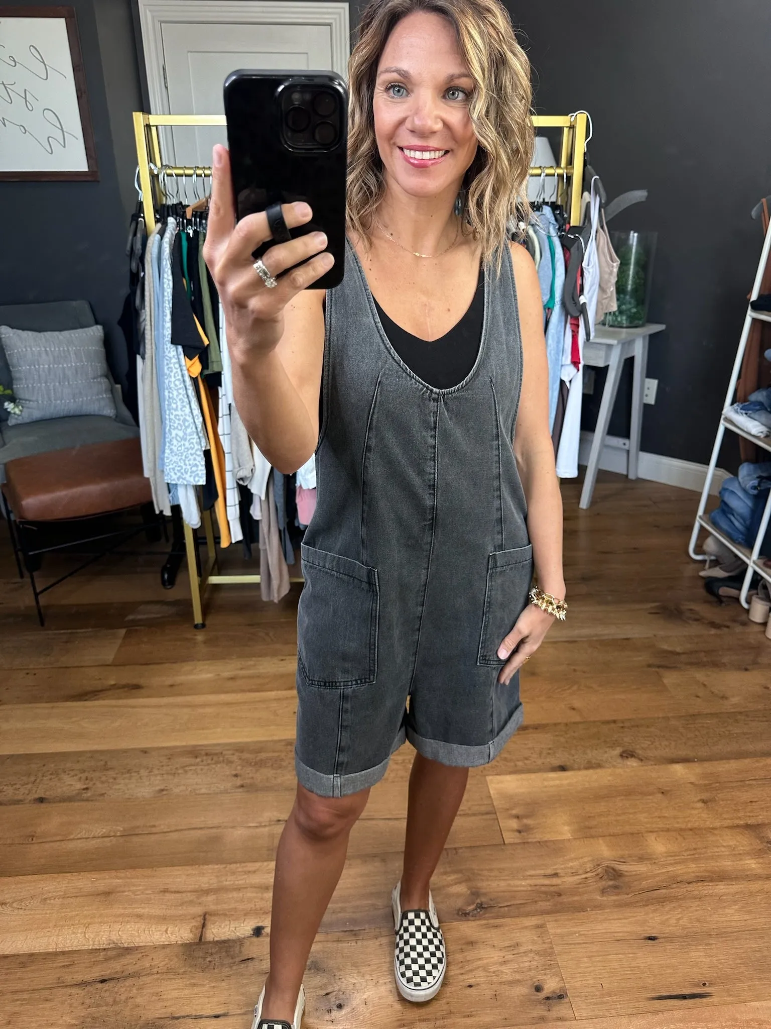 The Mina Denim Pocket Romper - Multiple Options