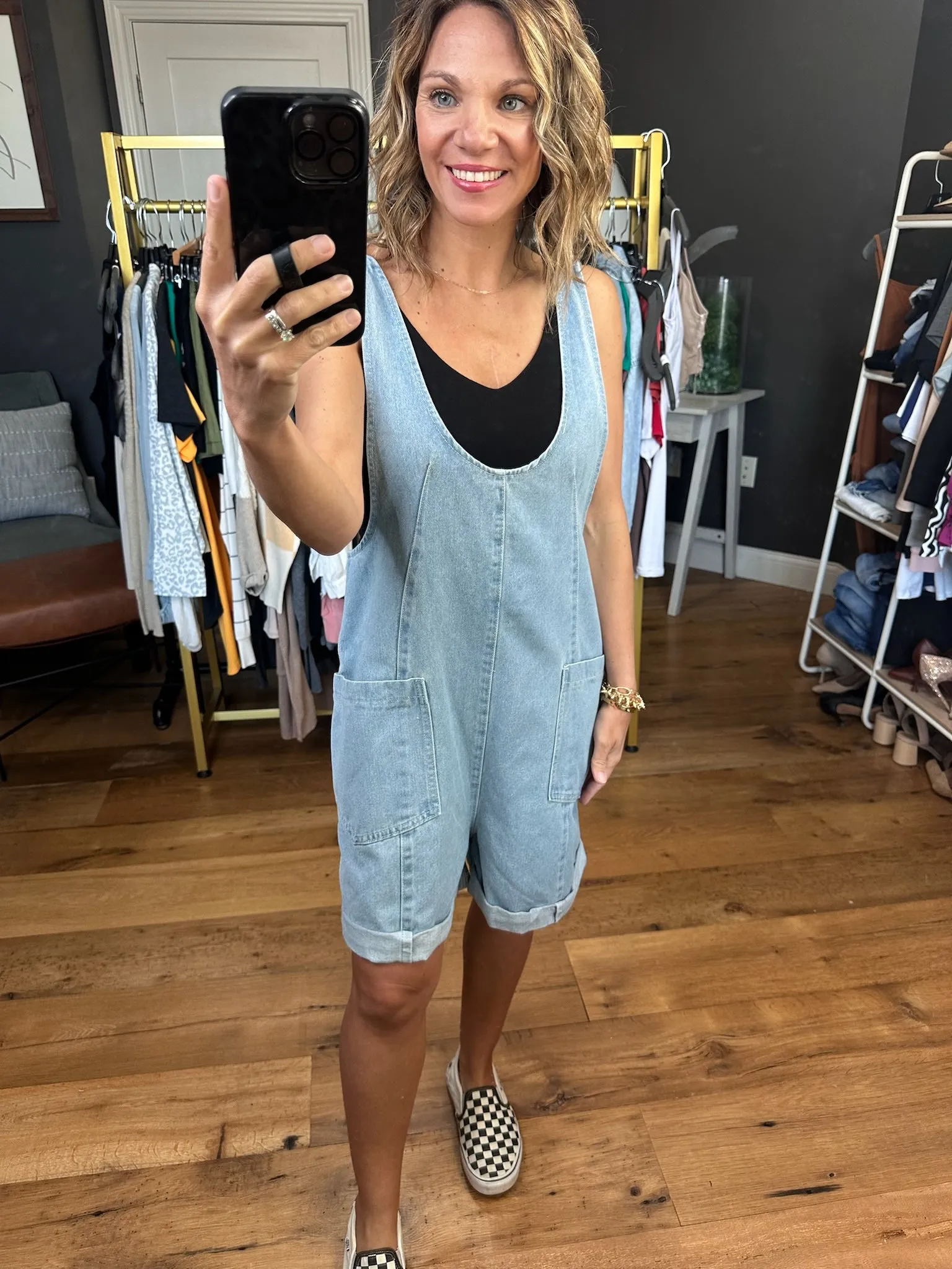 The Mina Denim Pocket Romper - Multiple Options