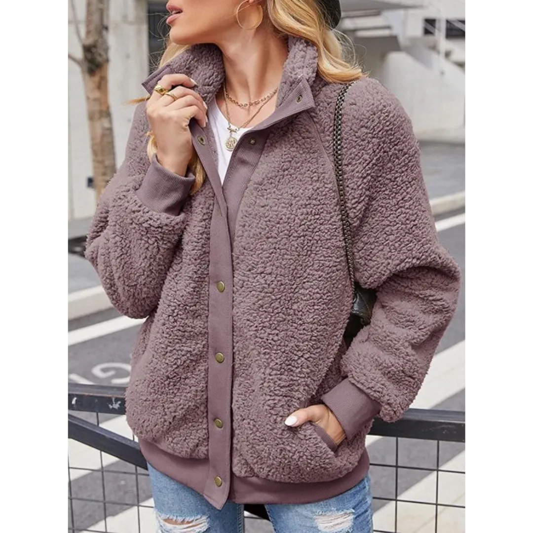 Turtleneck Button Fleece Jacket