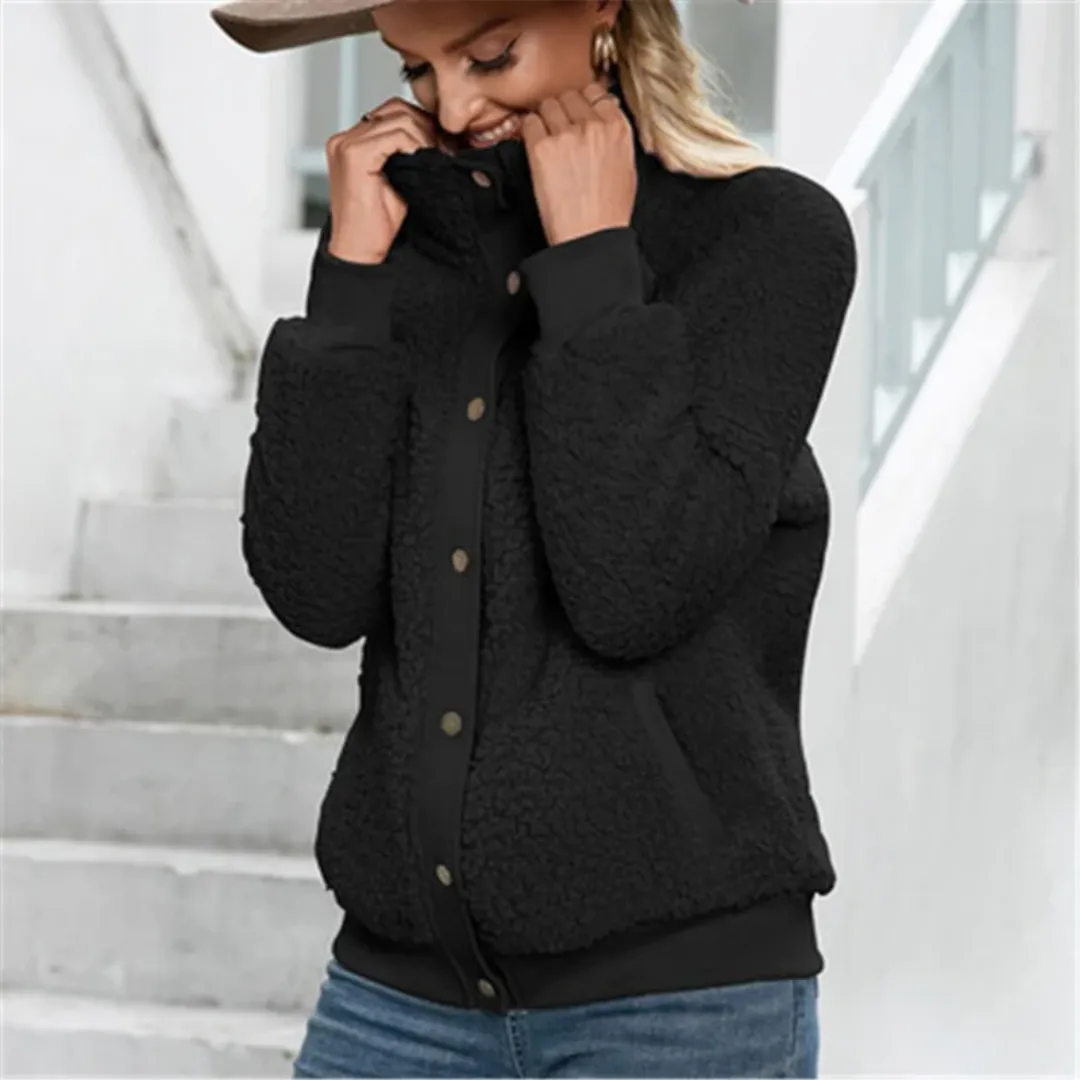Turtleneck Button Fleece Jacket