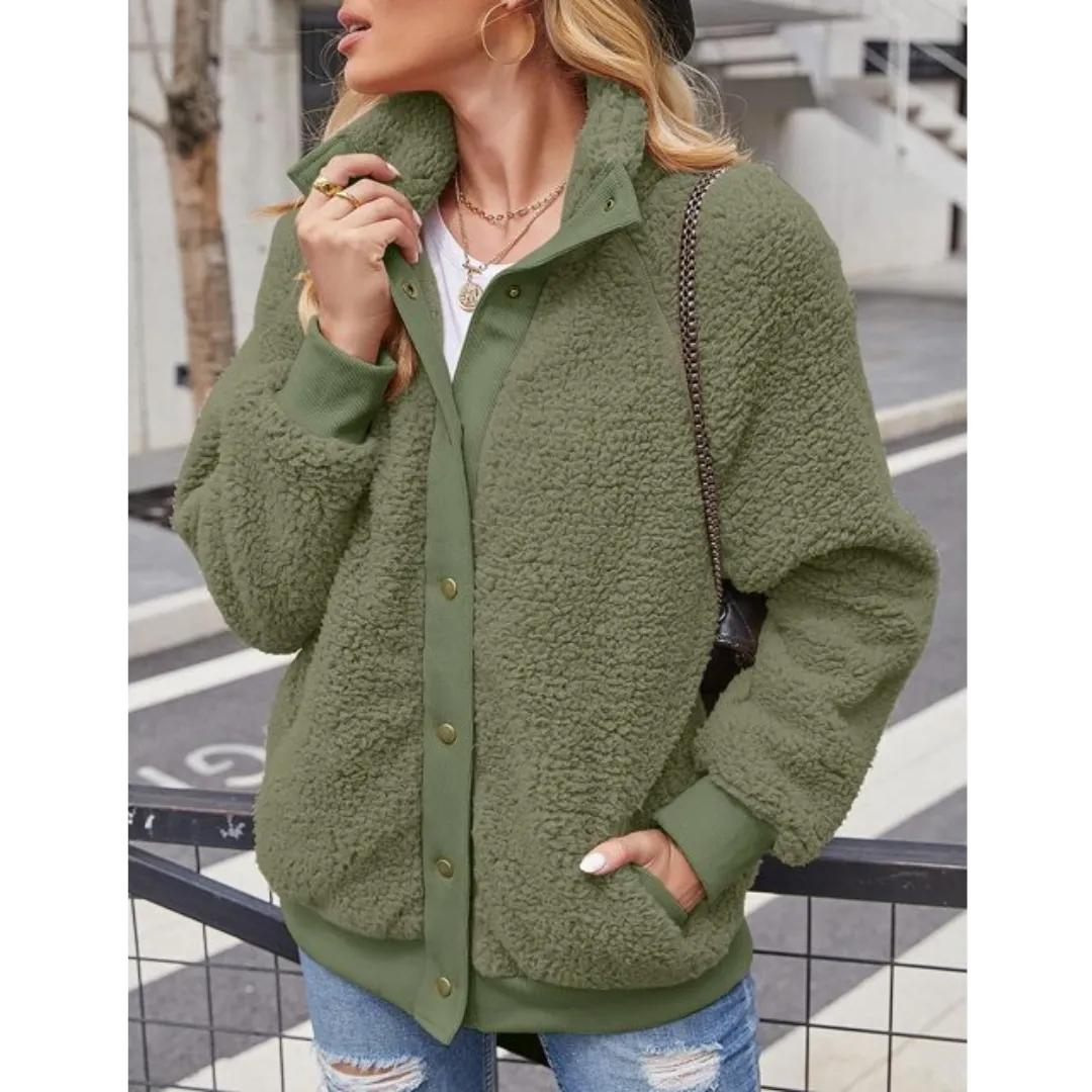 Turtleneck Button Fleece Jacket
