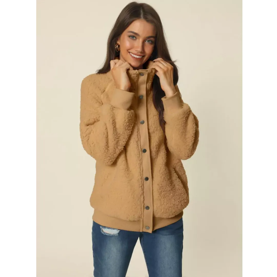 Turtleneck Button Fleece Jacket