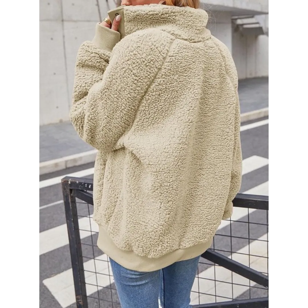 Turtleneck Button Fleece Jacket