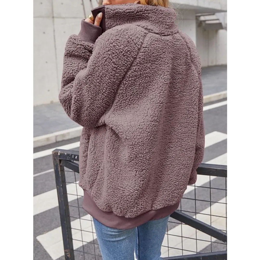 Turtleneck Button Fleece Jacket