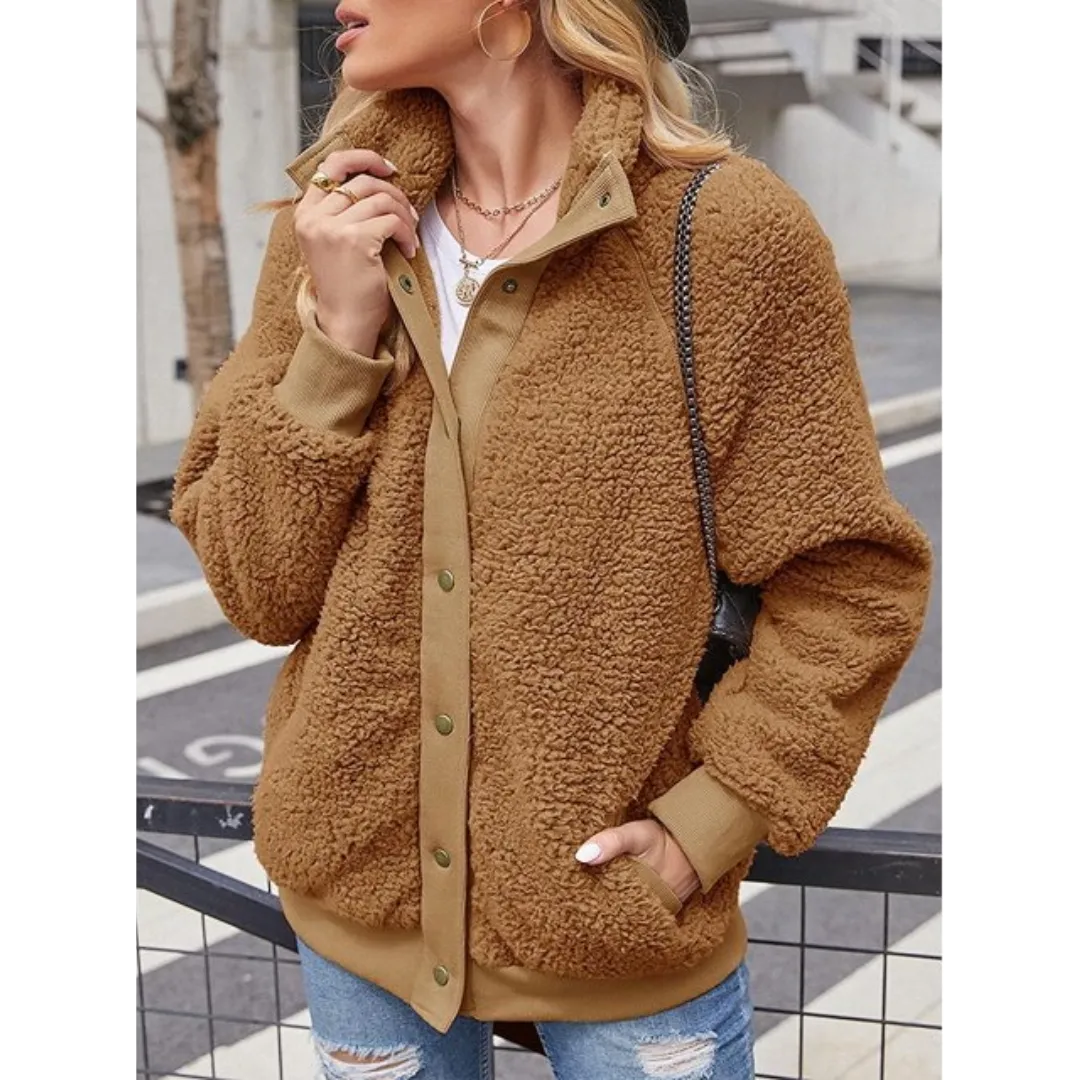 Turtleneck Button Fleece Jacket