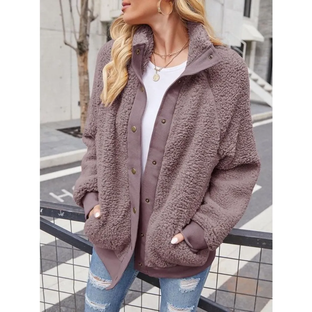 Turtleneck Button Fleece Jacket