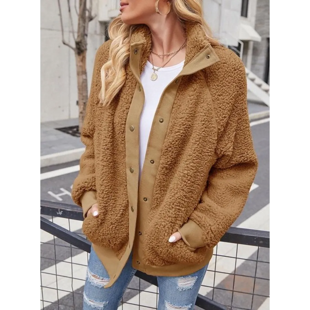 Turtleneck Button Fleece Jacket