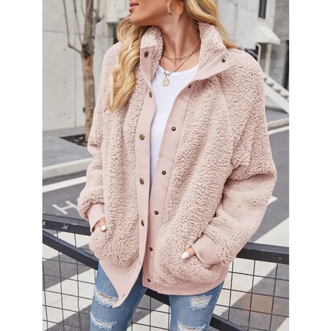 Turtleneck Button Fleece Jacket