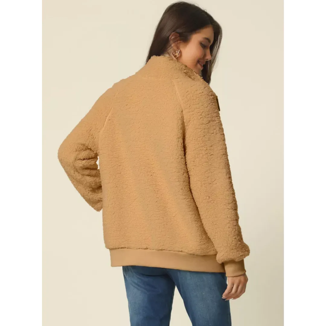 Turtleneck Button Fleece Jacket
