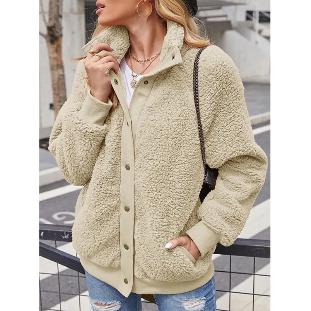 Turtleneck Button Fleece Jacket