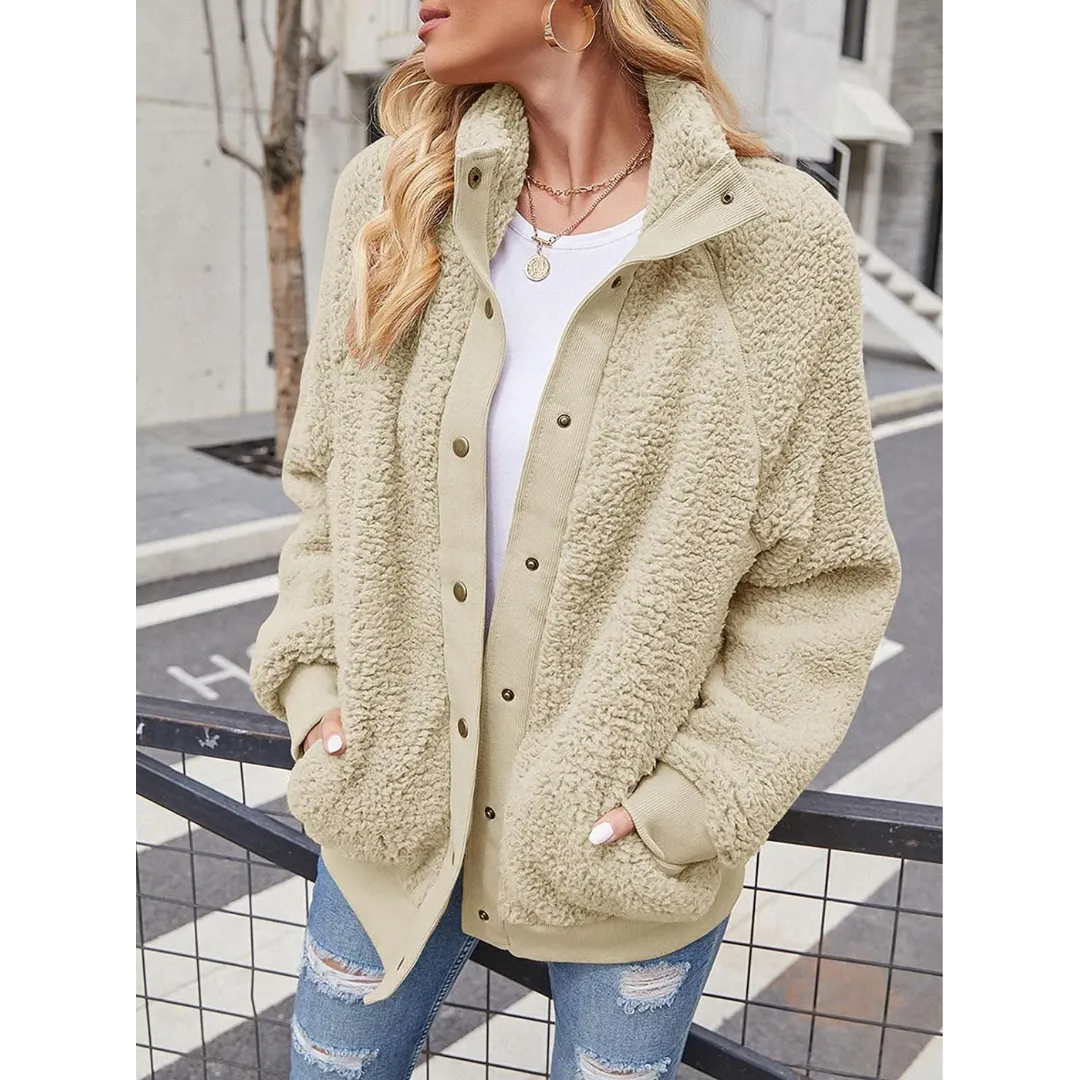 Turtleneck Button Fleece Jacket
