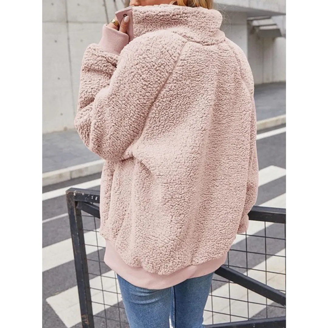 Turtleneck Button Fleece Jacket