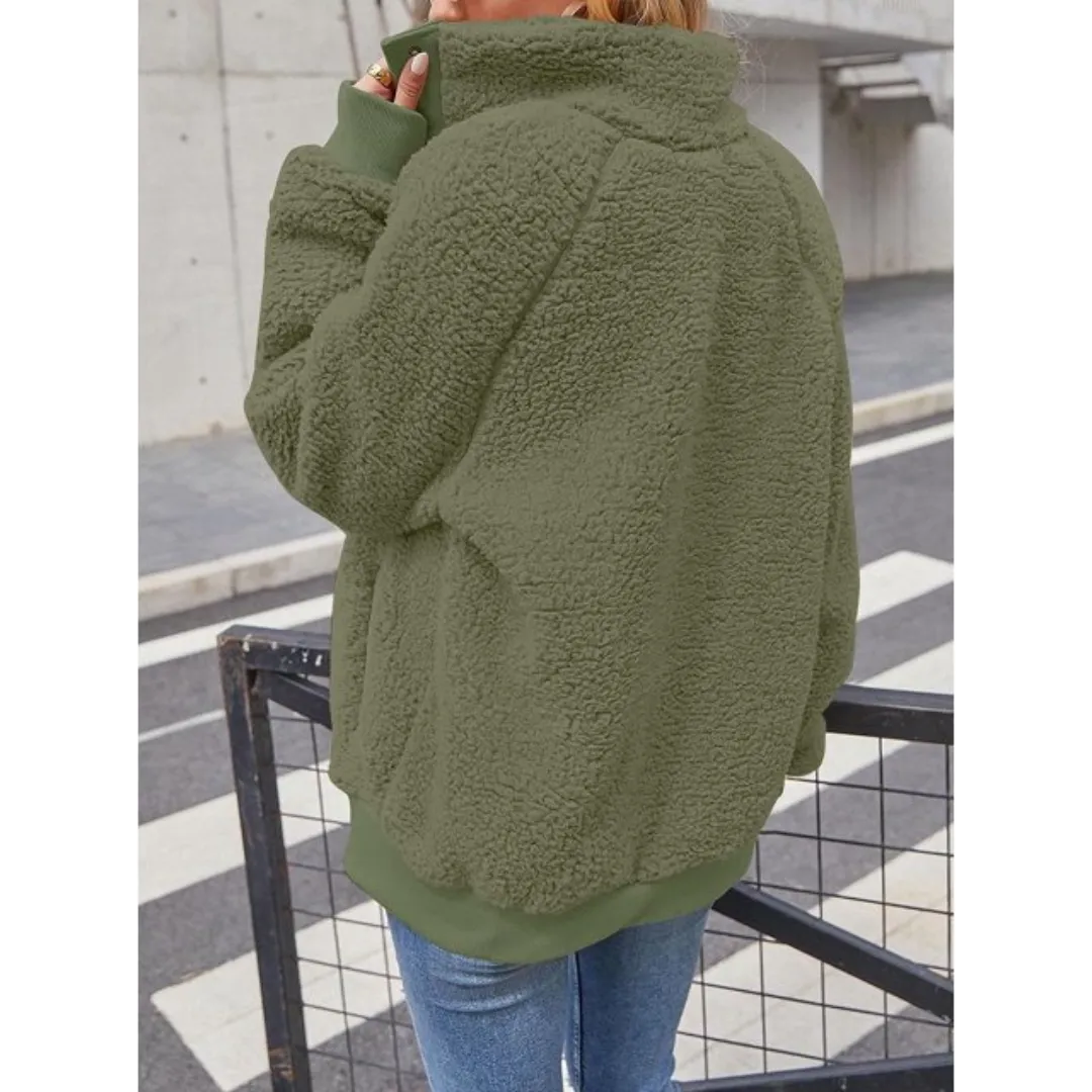 Turtleneck Button Fleece Jacket
