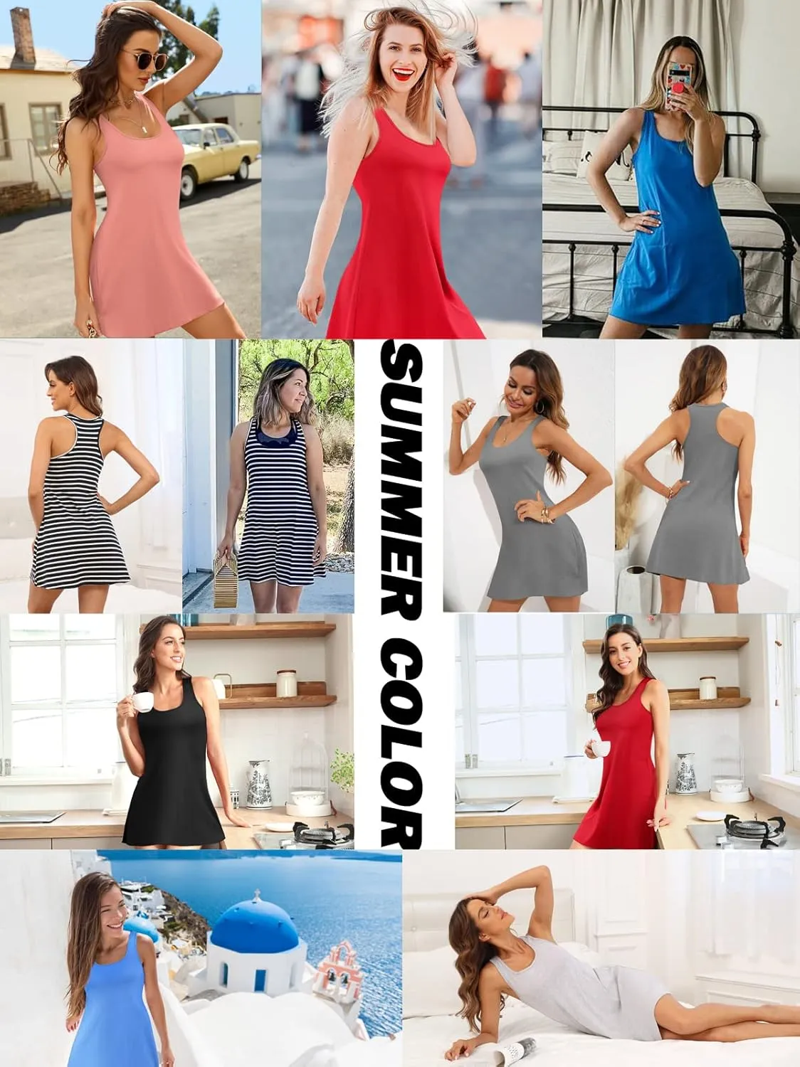 V FOR CITY Women Cotton Tank Dress for Summer Casual Loose Fit Dresses Beach Cover Up Sleeveless T-Shirt Sundress