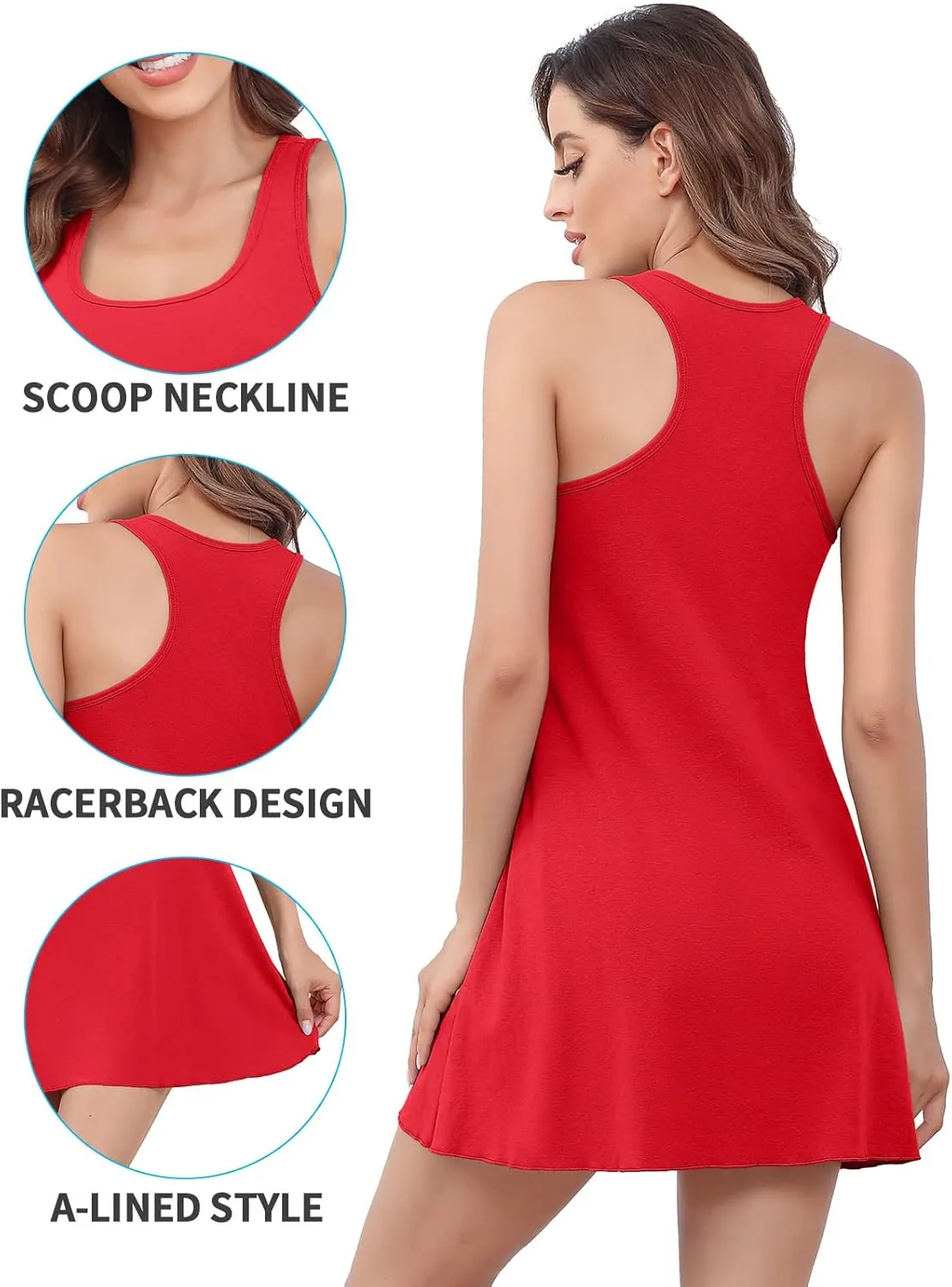 V FOR CITY Women Cotton Tank Dress for Summer Casual Loose Fit Dresses Beach Cover Up Sleeveless T-Shirt Sundress