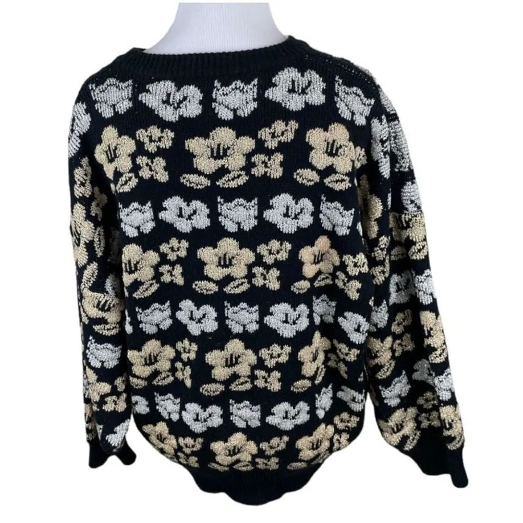 Vintage InternationalSportswear Metallic Floral Sweater