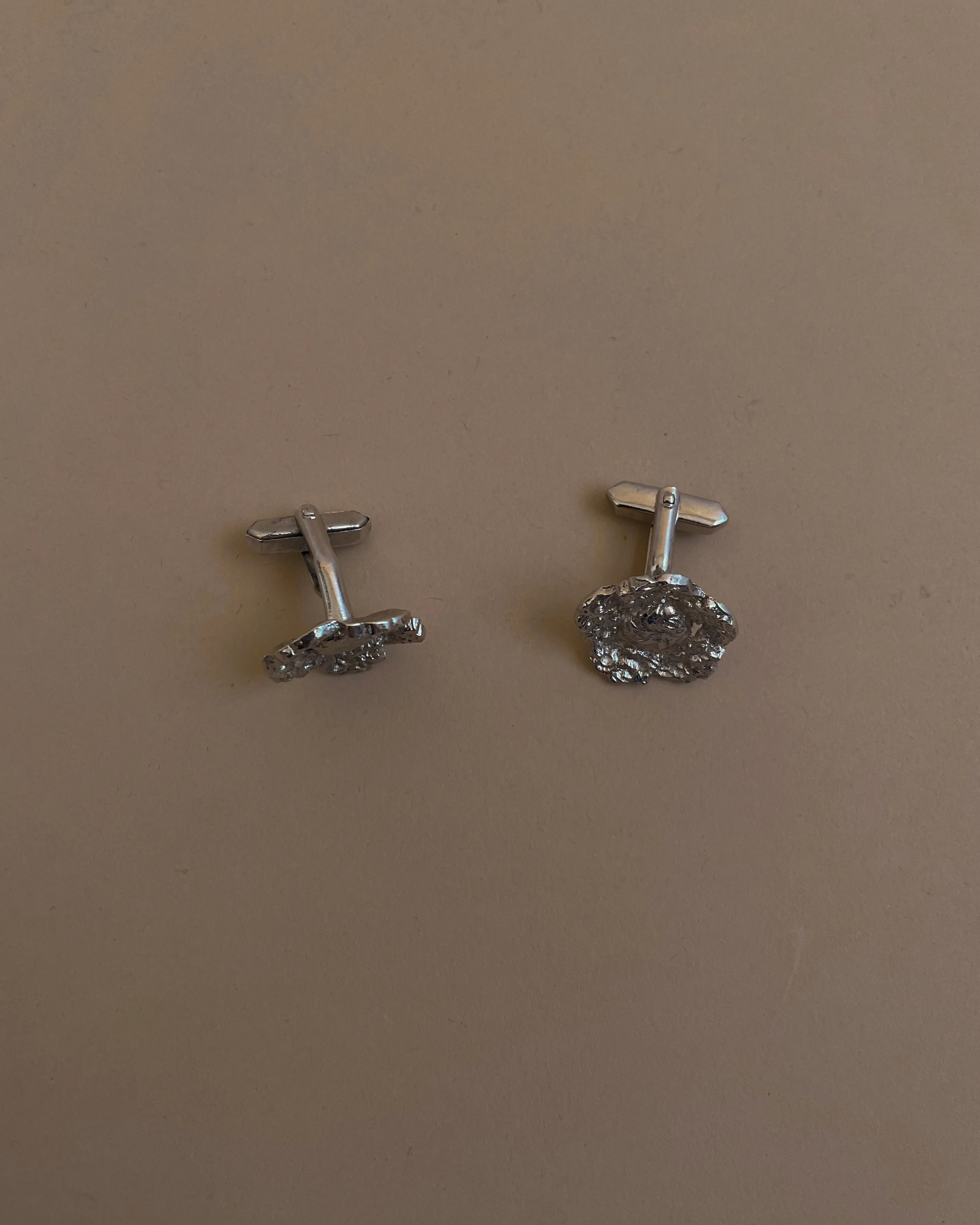 Vintage Silver Floral Metal Cufflinks