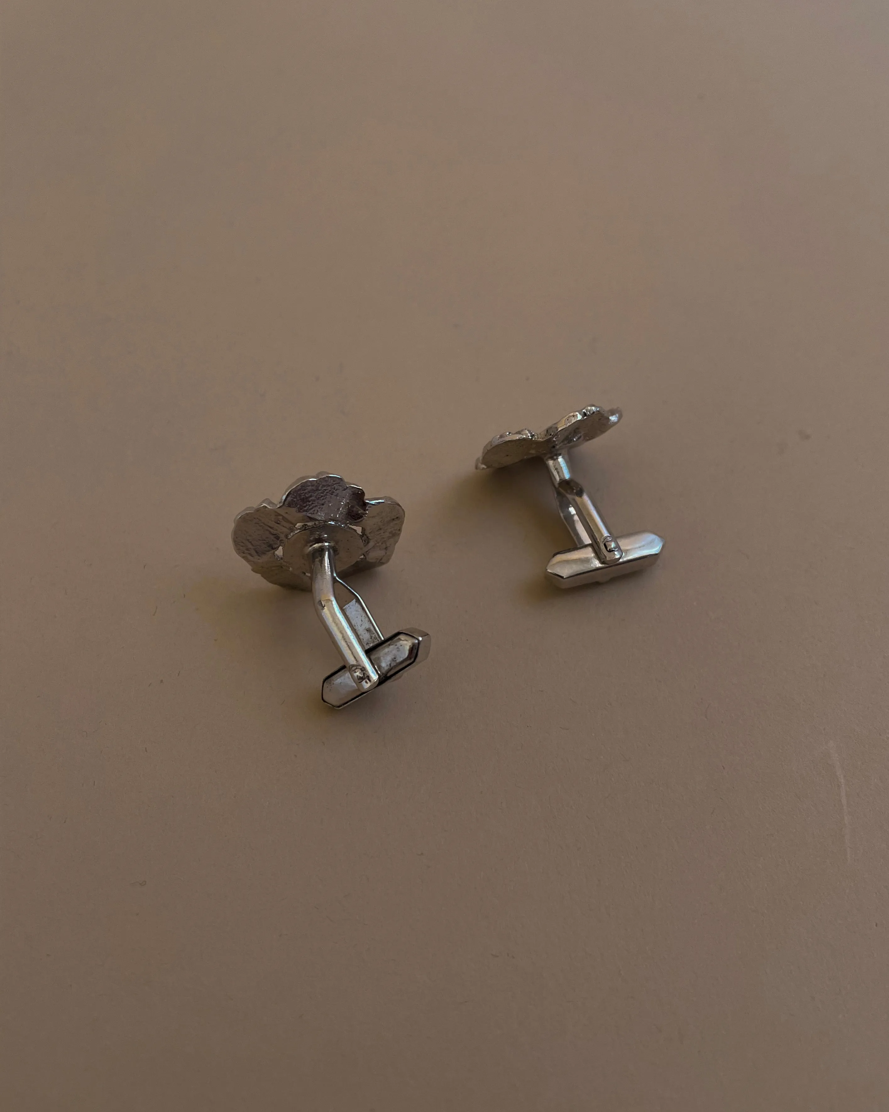 Vintage Silver Floral Metal Cufflinks