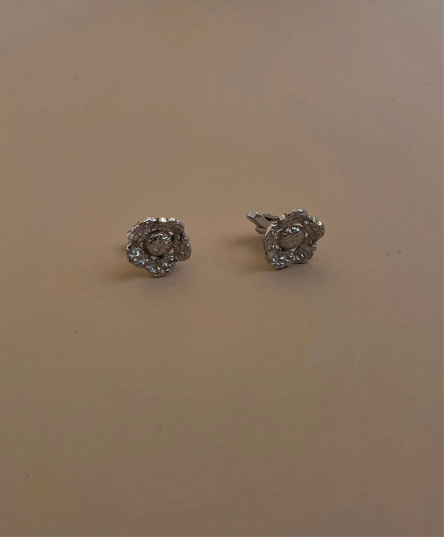 Vintage Silver Floral Metal Cufflinks