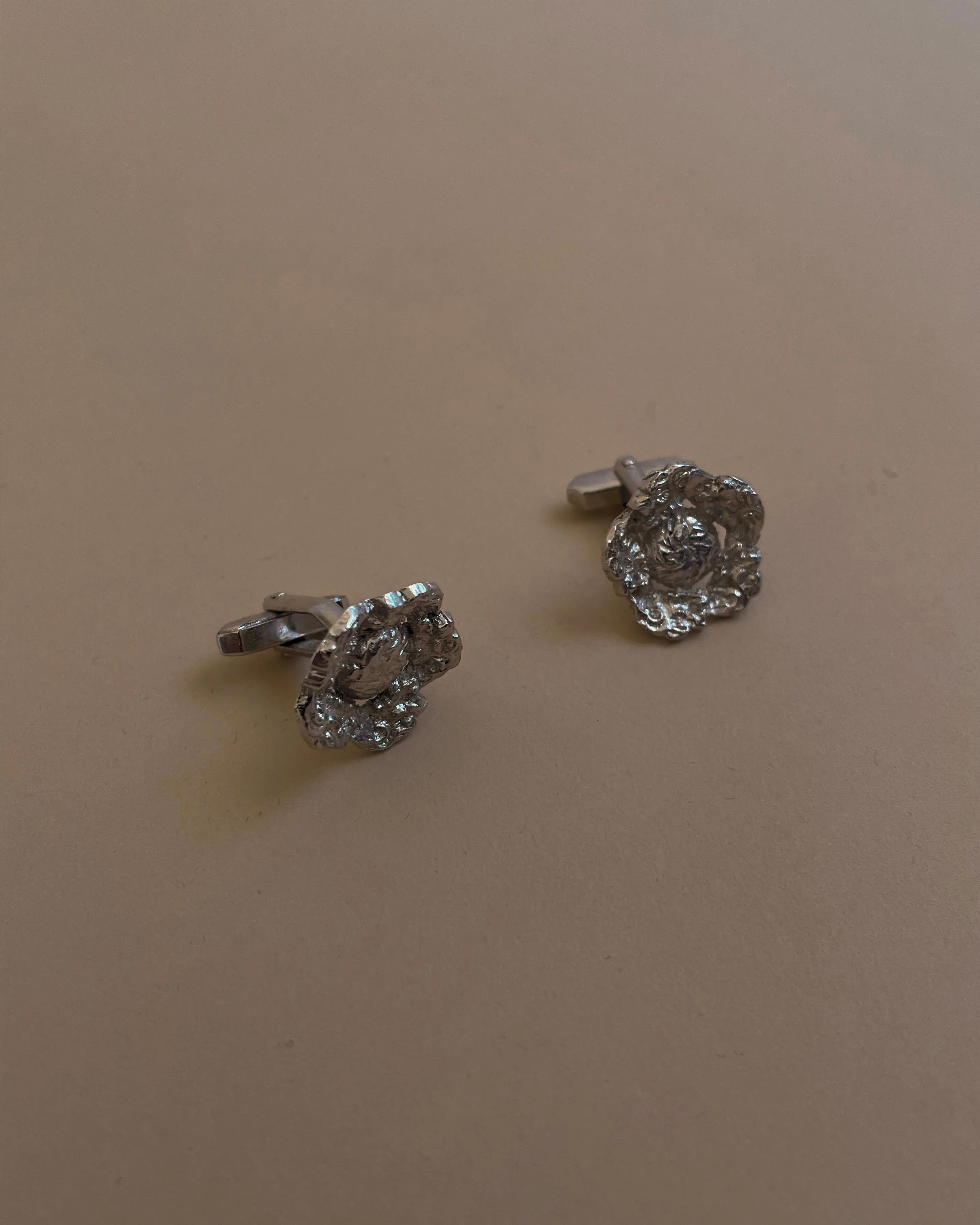 Vintage Silver Floral Metal Cufflinks