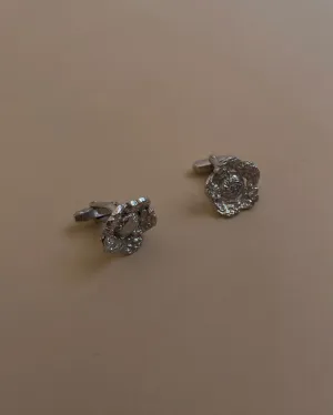 Vintage Silver Floral Metal Cufflinks