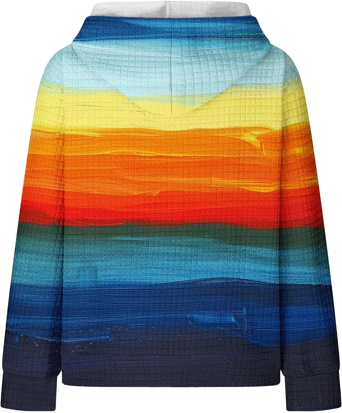 Waffle Hoodie for Women Multicolored Comfy Hoodies Casual Trendy Sweatshirt Loose Fit Pullover Tops with Pocket