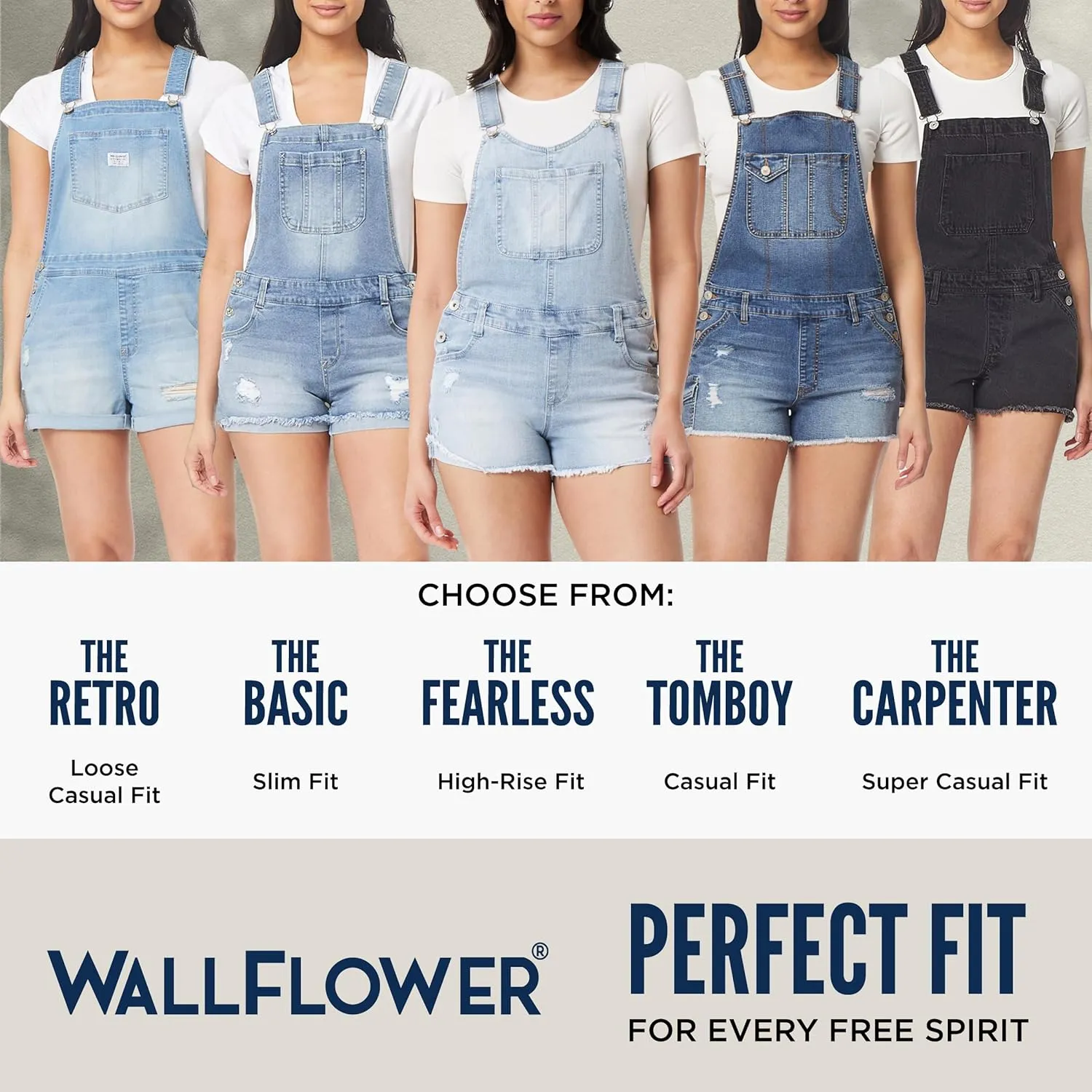 WallFlower Womens Shortalls Juniors (Standard and Plus)
