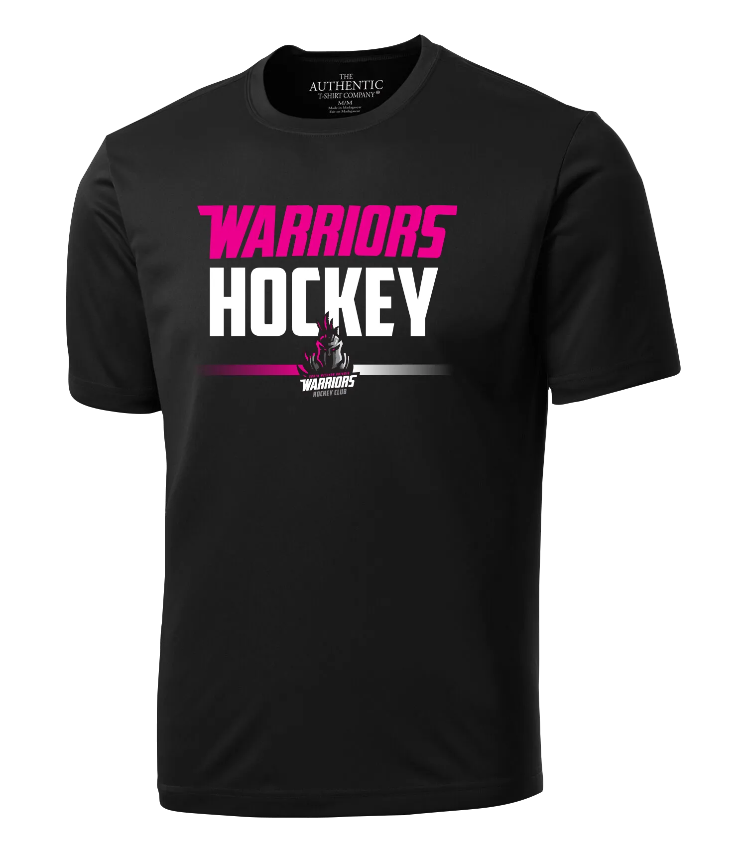 Warriors Hockey Ladies Pink Adult Dri-Fit T-Shirt with Printed Logo