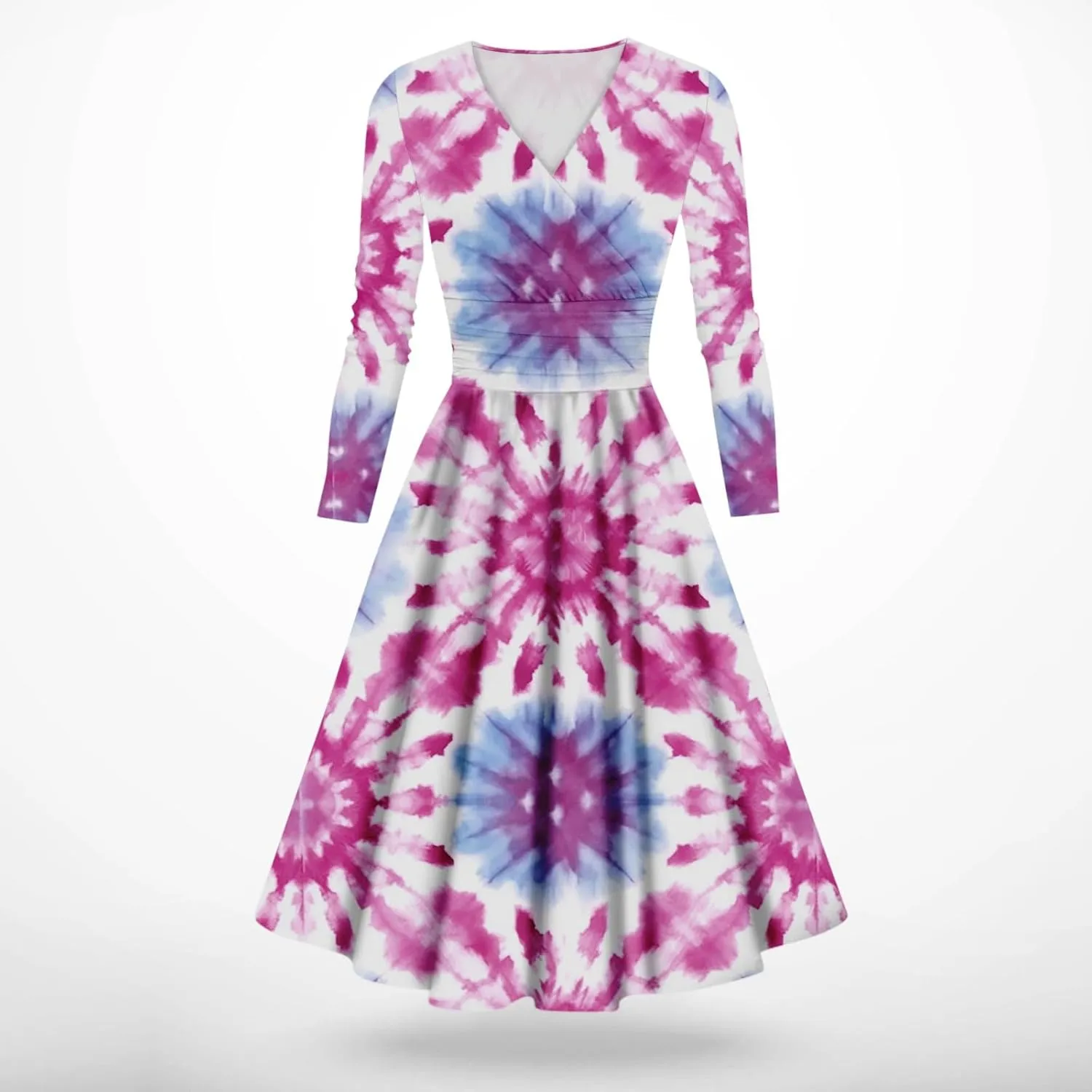 Wedding Guest Dresses for Women,Fall Outfits Ladies Fashion Casual Print Long Sleeve V-Neck Sexy Pocket Dress