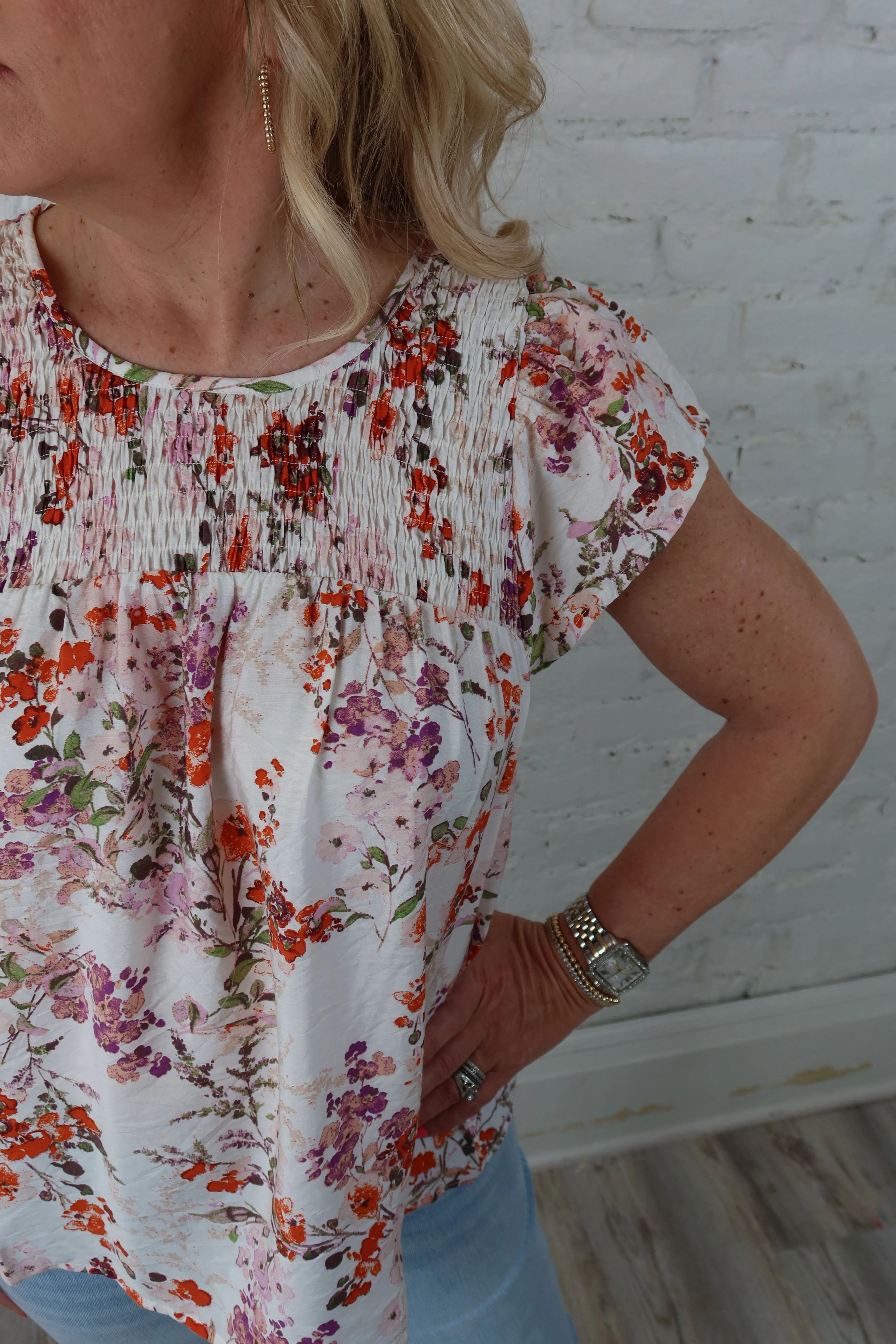 Whatever You Say Pink Flutter Sleeve Smocked Top