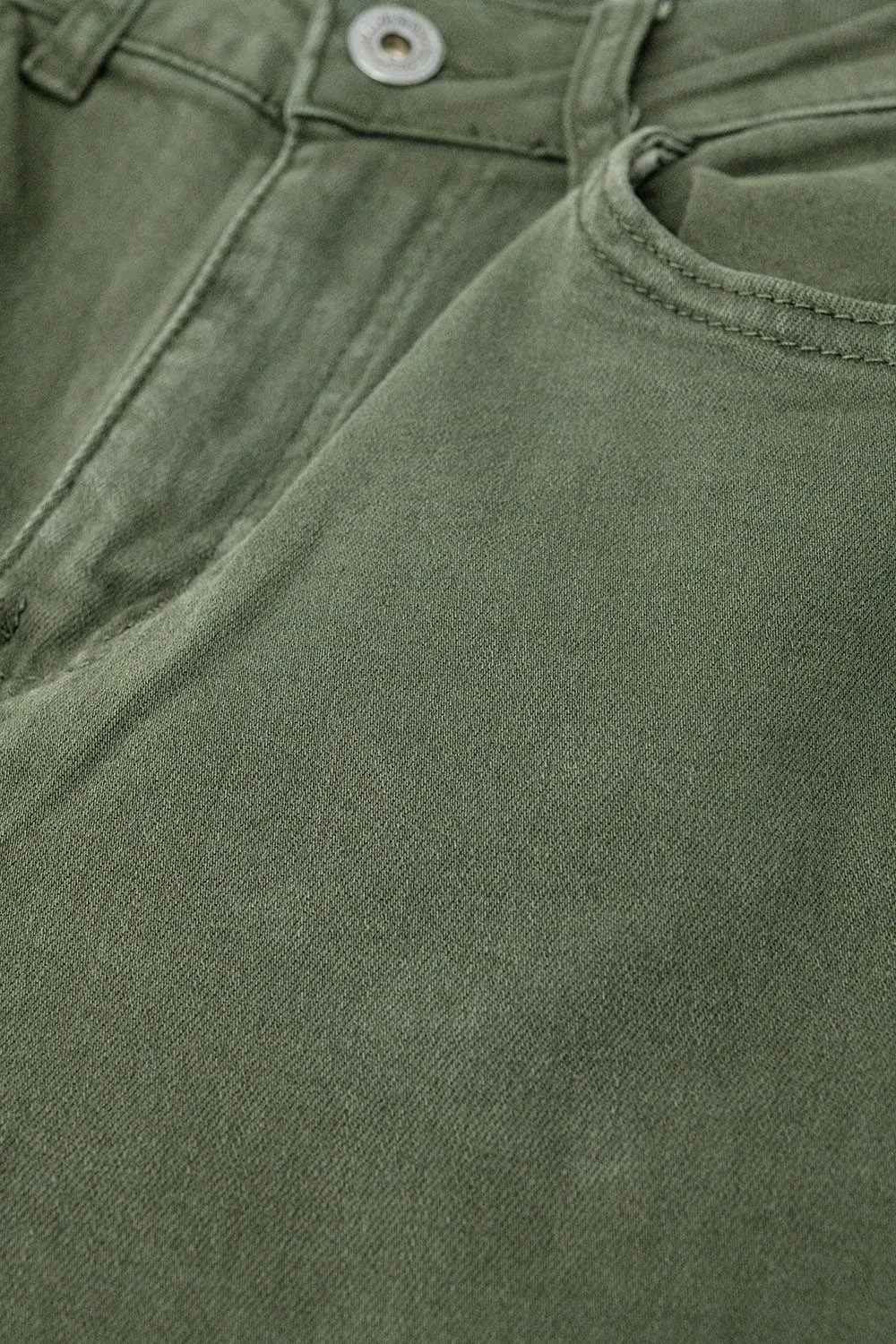 Wide Leg Military Green Pants With Leopard Print At The Bottom