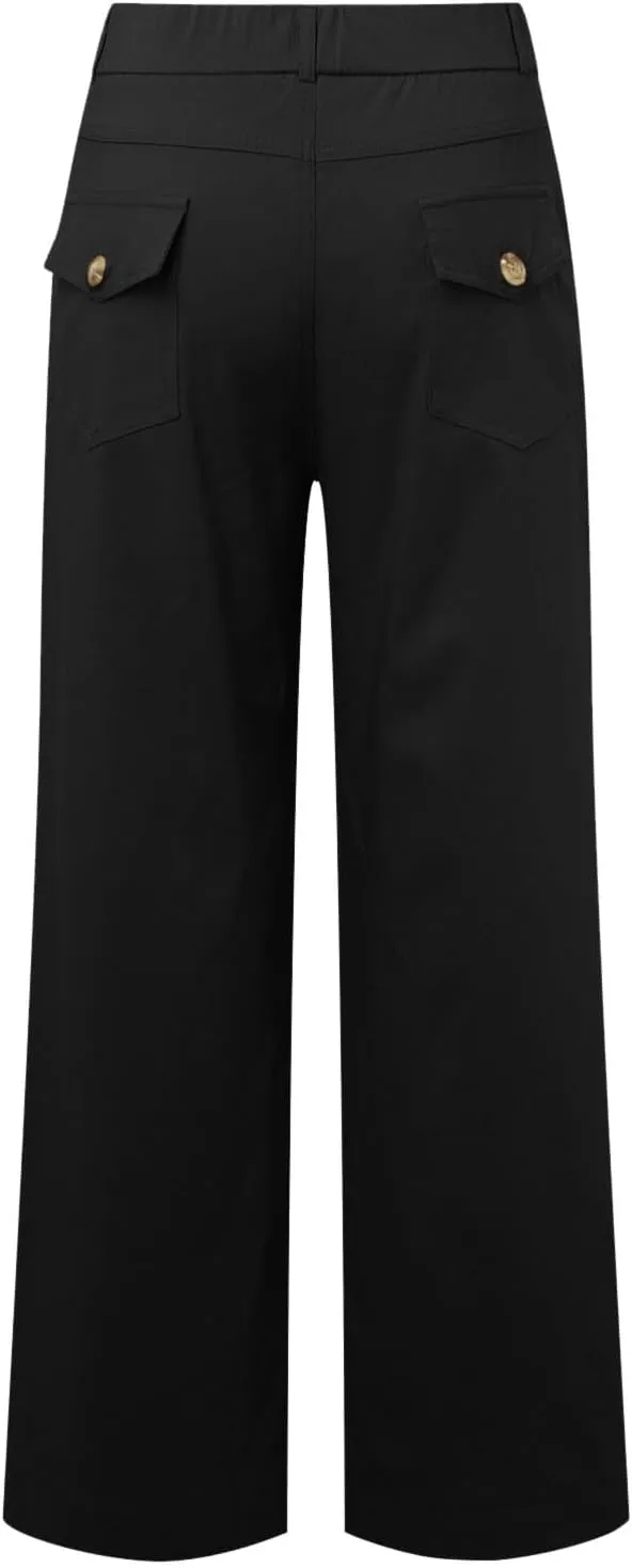 Wide Leg Pants for Women Winter ightweight Hiking Pants with Pockets Solid Color Elastic Waist
