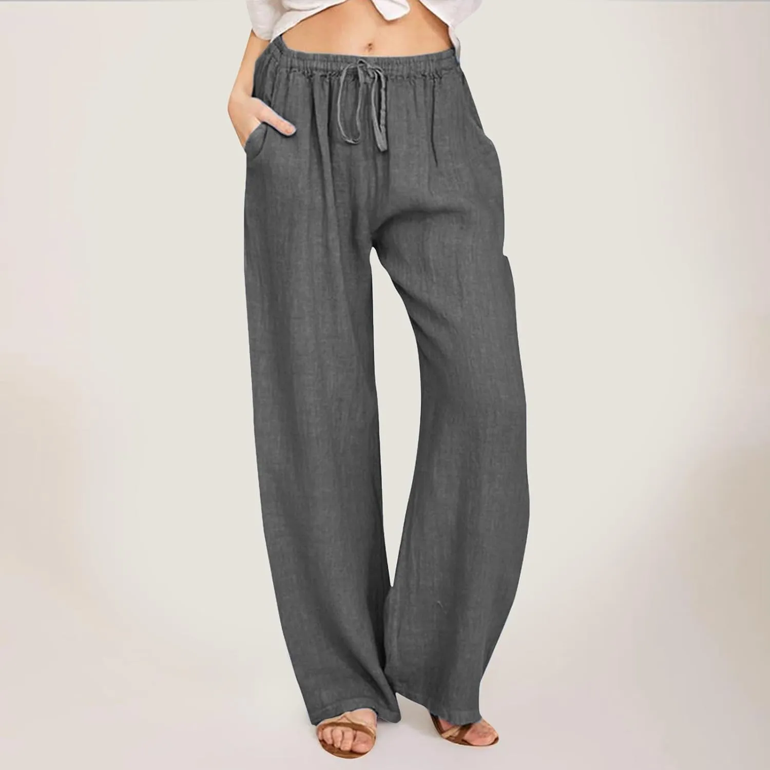 Wide Leg Pants for Women Winter Trending Yoga Thermal with Pockets Fleece Lined Flare Leggings