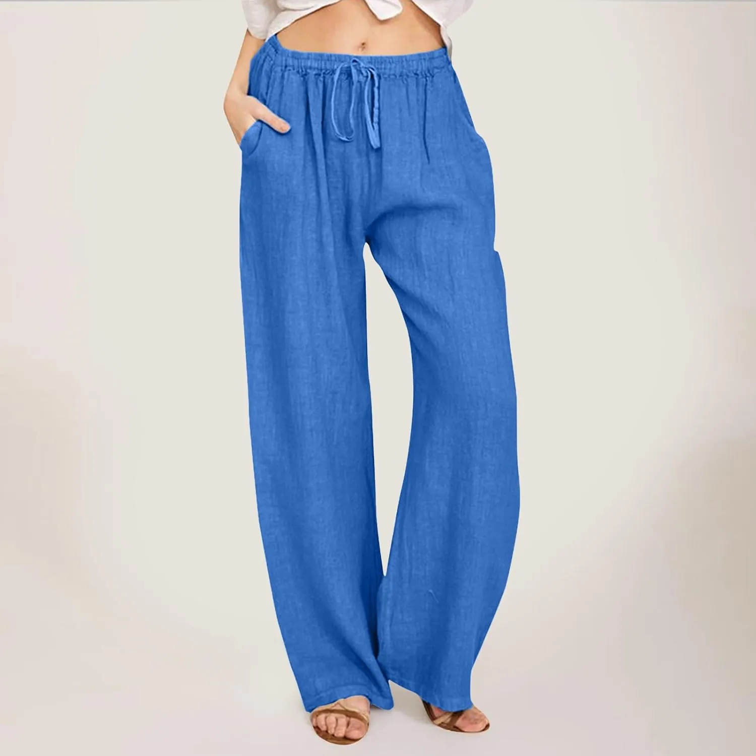 Wide Leg Pants for Women Winter Trending Yoga Thermal with Pockets Fleece Lined Flare Leggings