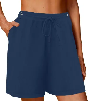 Wkishenl Womens Shorts Casual Drawstring Elastic High Waisted Bermuda Short 2025 Summer Fashion Business Pants with Pockets