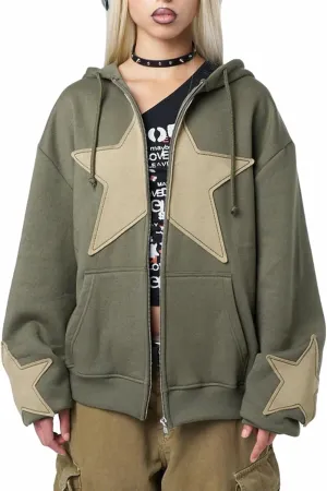 Women Girls Y2k Zip Up Hoodie Vintage Graphic Long Sleeve Oversized Jackets Harajuku Grunge Hooded Sweatshirt