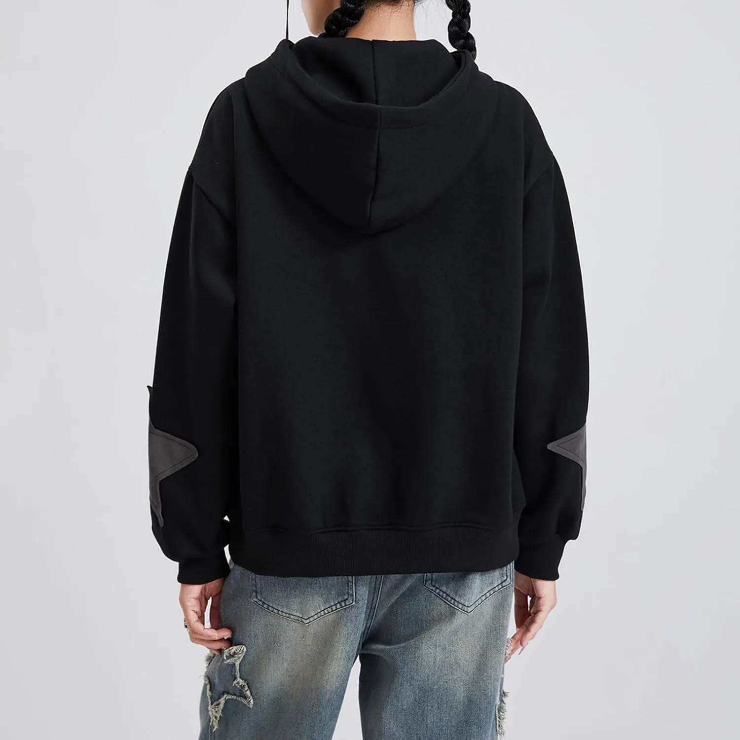 Women Girls Y2k Zip Up Hoodie Vintage Graphic Long Sleeve Oversized Jackets Harajuku Grunge Hooded Sweatshirt